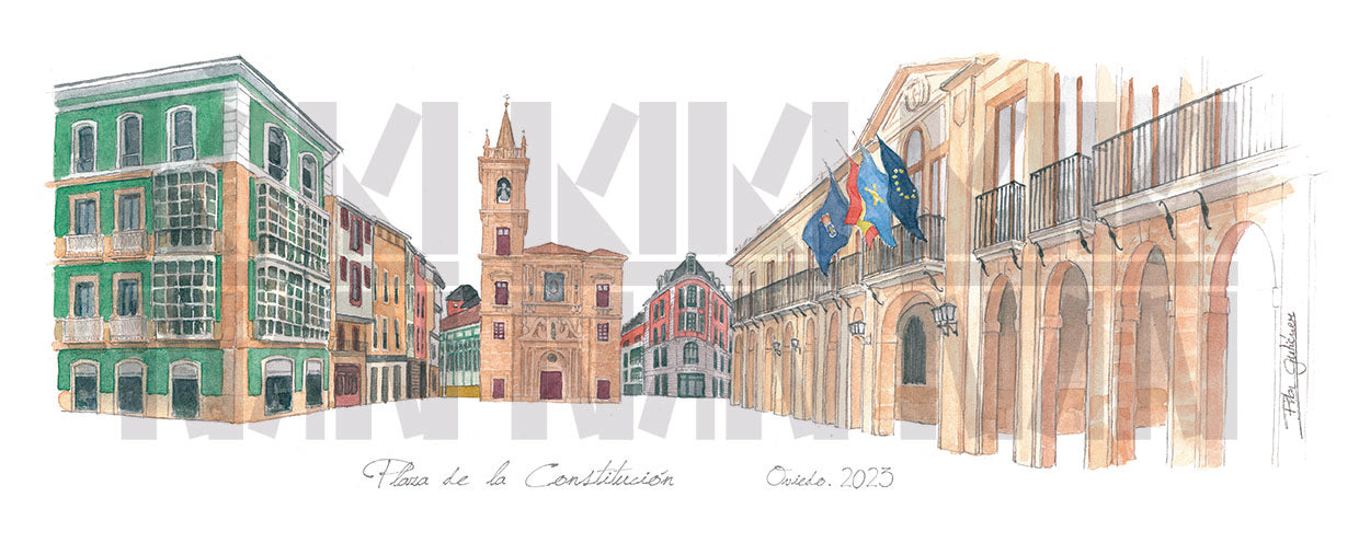 Lámina de la Plaza de la Constitución